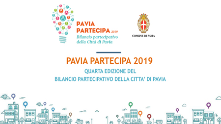 Logo di Pavia Partecipa 2019 e testo descrittivo
